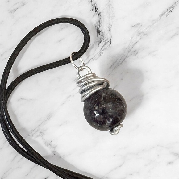 5 For $25💫Wrapped Black Crackled Glass Bead Pendant - Picture 1 of 3